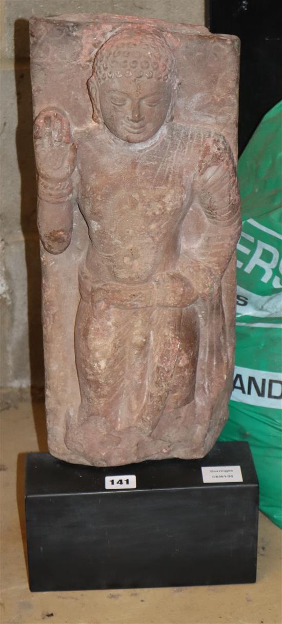 A composition model of an Indian stele, on ebonised plinth, H.58cm